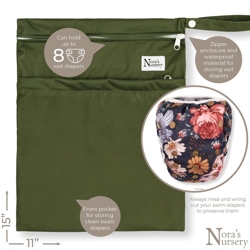 Nora's Nursery Reusable Swim Diapers and Wet Bag - One Size Fully Adjustable - Harlow Swim 3 Pack with Wet Bag - Image 3